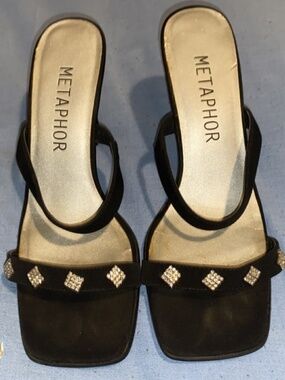 Black and Silver Diamond Heels